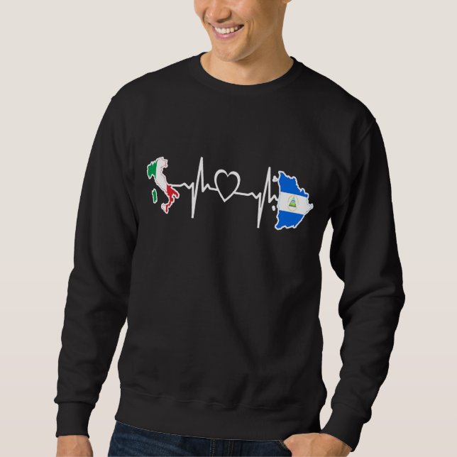 Sudadera Bandera de Italia nicaragüense latido del corazón  (Anverso)