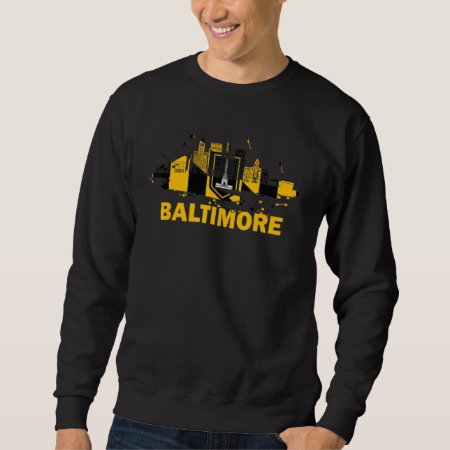 Sudadera Bandera de la ciudad de Baltimore Skyline Downtown (Anverso)