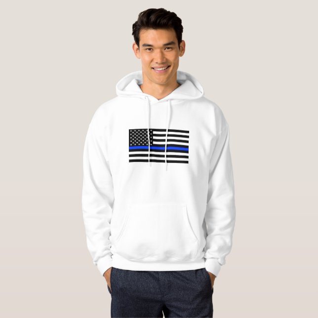 Sudadera Bandera de la policía delgada de la línea azul (Anverso completo)