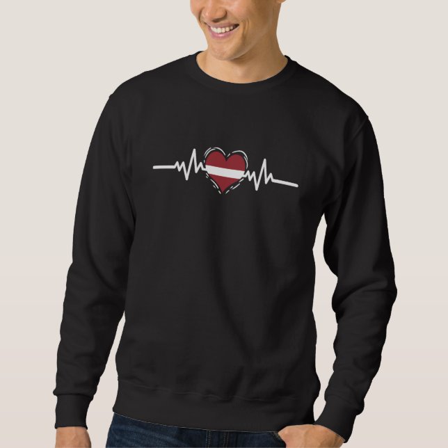 Sudadera Bandera de Letonia Latido de corazón Raíces Letona (Anverso)