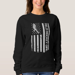 Sudadera Bandera De Los Ee.Uu., Chica De Hockey De Campo