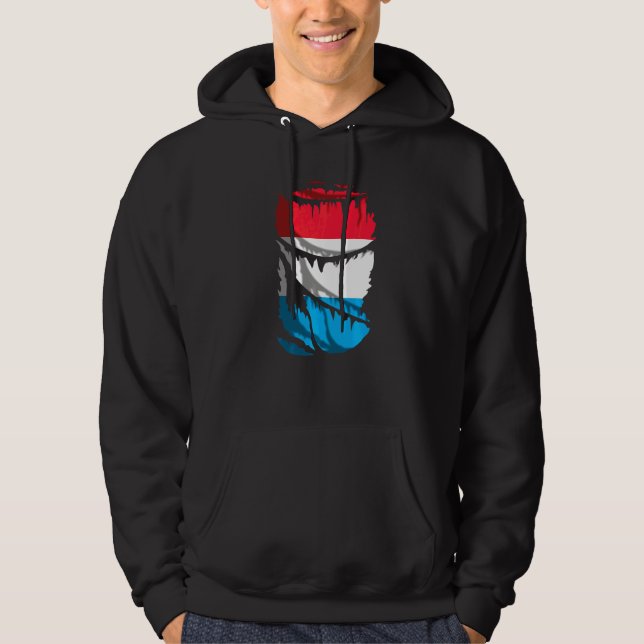 Sudadera Bandera de Luxemburgo con efecto de tela rota o de (Anverso)