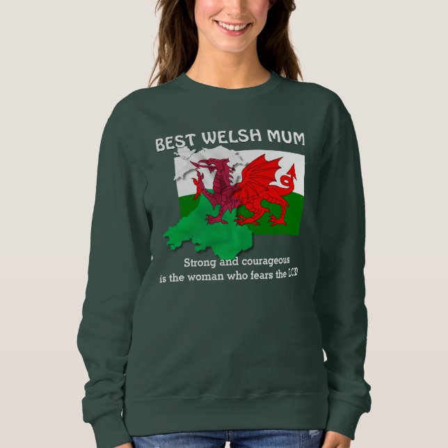 Sudadera Bandera de MAMÁ WELSH, personalizado de Gales (Anverso)