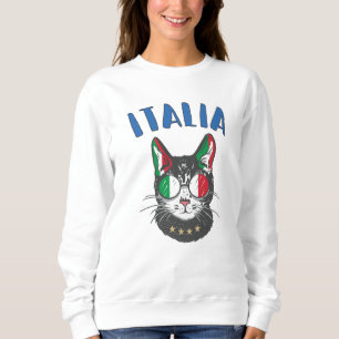 Sudadera Bandera de mascota de gato de fútbol de Italia fan