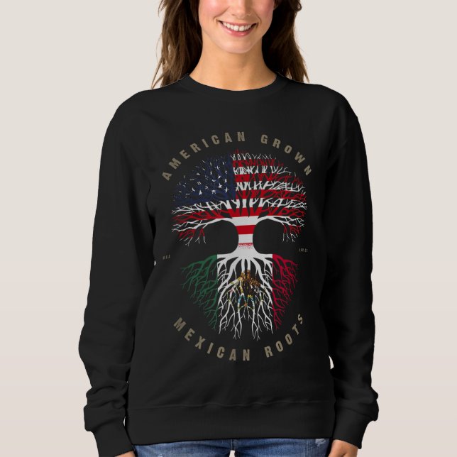 Sudadera Bandera de México de raíces mexicanas cultivadas e (Anverso)