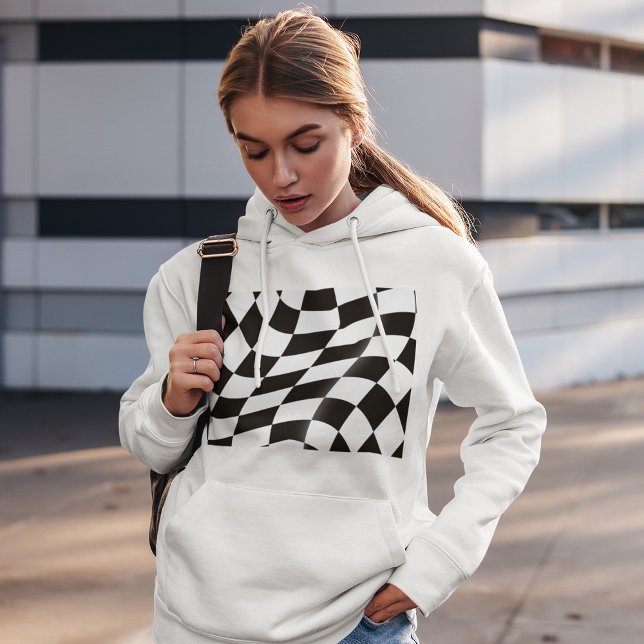 Sudadera Bandera De Negro Y Blanco Ajedorada De Mujeres Hoo (Subido por el creador)