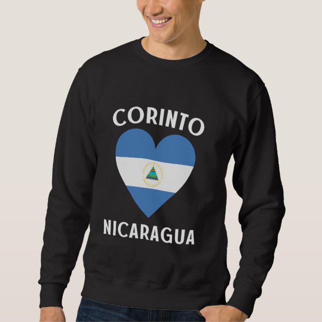 Sudadera Bandera de Nicaragua Corazón Ciudad Corinto (Anverso)