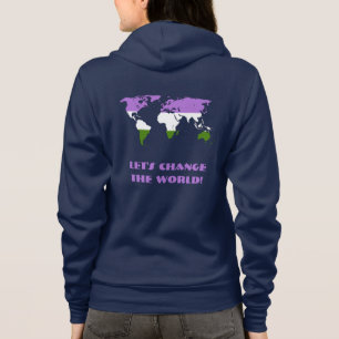 Sudadera Bandera de orgullo genderqueer mapa del mundo