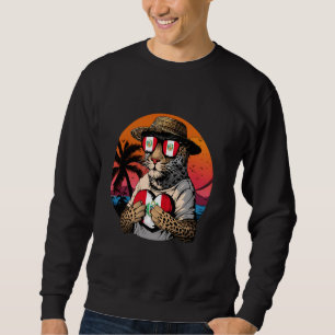 Sudadera Bandera de Perú Corazón de Leopardo Atardecer Raíc