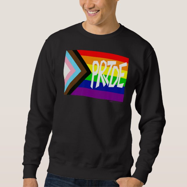 Sudadera Bandera de progreso Orgullo gay Palabra arco iris  (Anverso)