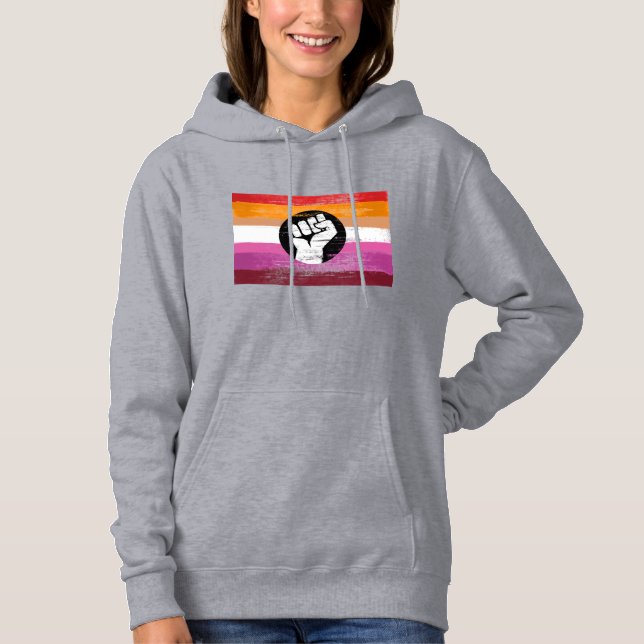 Sudadera Bandera de protesta pintada lesbiana (Anverso)