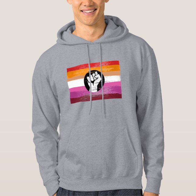 Sudadera Bandera de protesta pintada lésbica (Anverso)