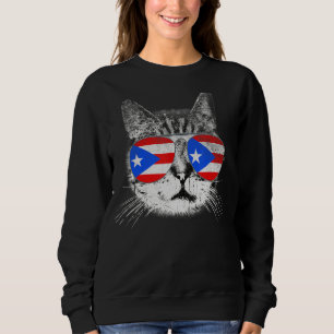 Sudadera Bandera de Puerto Rico Rota Familia Orgullo Gato