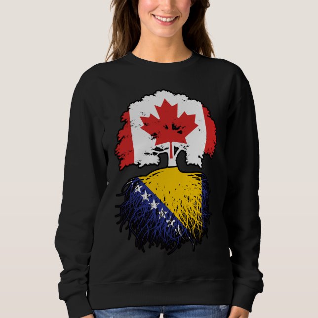 Sudadera Bandera de raíces bosnias de árbol canadiense cana (Anverso)