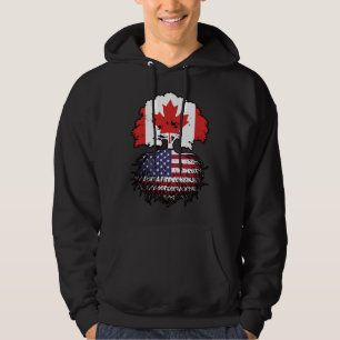Sudadera Bandera de raíces de árbol de Canadá estadounidens