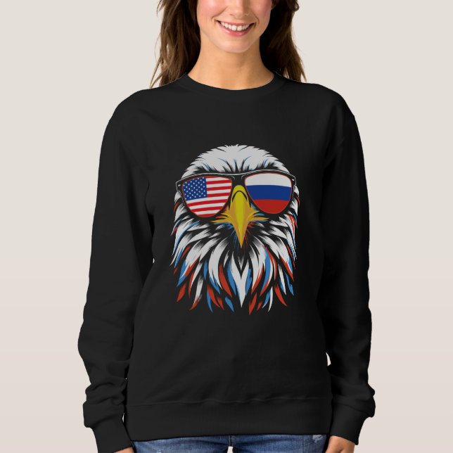Sudadera Bandera de Rusia Estados Unidos medio estadouniden (Anverso)