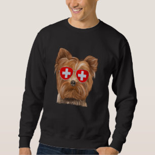 Sudadera Bandera de Suiza de Yorkshire Terrier Dog Gafas de