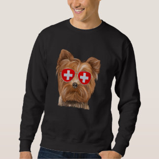 Sudadera Bandera de Suiza de Yorkshire Terrier Dog Gafas de