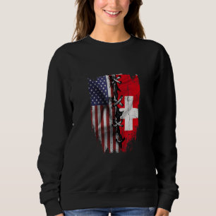 Sudadera Bandera de Suiza Raíces Suizas Cultivadas en Estad