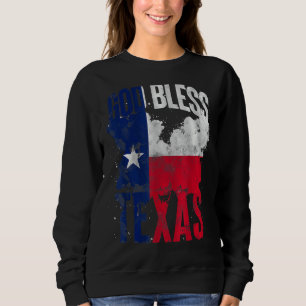 Sudadera Bandera de Texas Orgullosa Textos Dios bendiga al