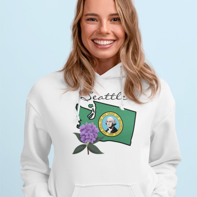 Sudadera Bandera de Washington y Flor Pacífico Rododendros (Subido por el creador)
