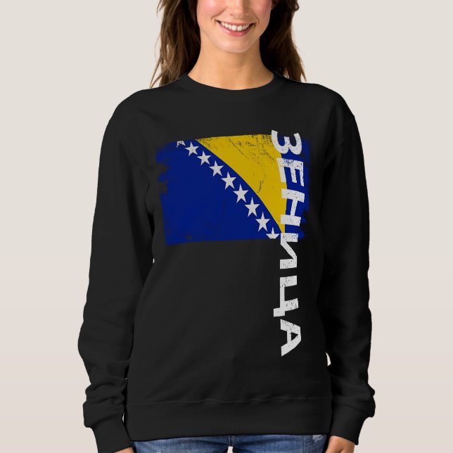 Sudadera Bandera de Zenica Bosnia para hombres y mujeres bo (Anverso)