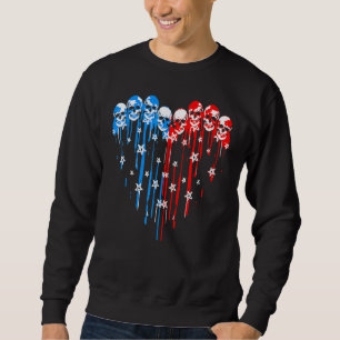 Sudadera Bandera Del Corazón Del Calavero Patriótico 4 De J