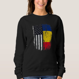 Sudadera Bandera del duel Rumania y ciudadano estadounidens