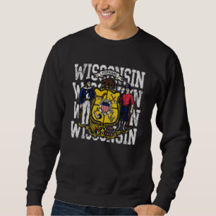 Sudadera Bandera del estado de Wisconsin Hogar Familia Vint