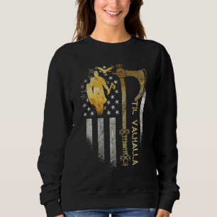Sudadera Bandera del hacha vikinga americana Til Valhalla M