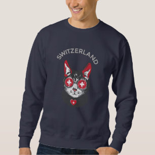 Sudadera Bandera del hincha suizo de la mascota del gato de