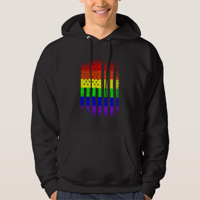 Sudadera bandera del orgullo americano arco iris lgbt (Anverso)