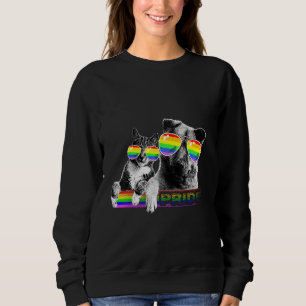 Sudadera Bandera Del Orgullo Gay Perro Y Gato Gafas De Sol 