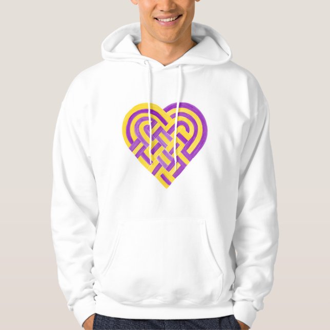 Sudadera Bandera del orgullo intersexual del corazón trenza (Anverso)