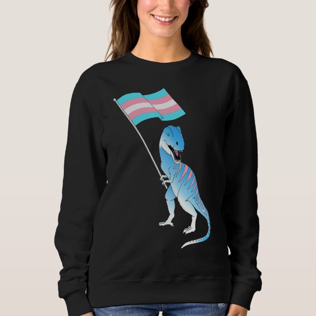 Sudadera Bandera del Orgullo Transgénero Dinosaurio Trans O (Anverso)