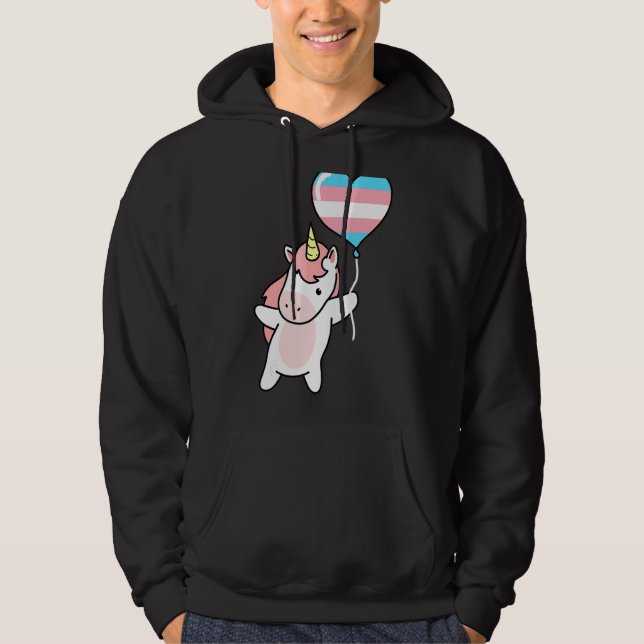 Sudadera Bandera del Orgullo Transgénero Unicornio, Género  (Anverso)