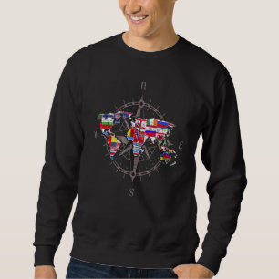 Sudadera Bandera del País Compass World Map Travelling Worl