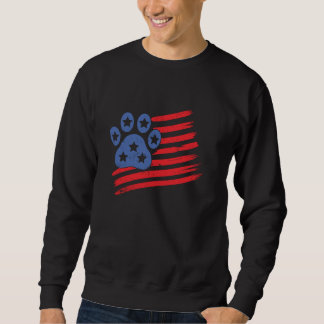 Sudadera Bandera Estadounidense 4 De Julio Paw Print Funny 