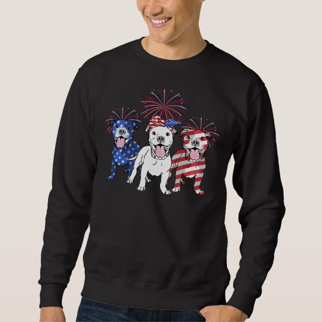 Sudadera Bandera Estadounidense 4 De Julio Perro Pitbull (Anverso)