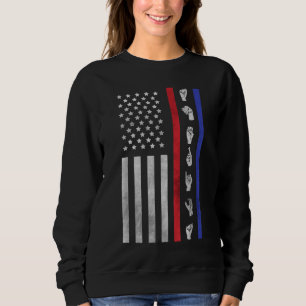 Sudadera Bandera estadounidense ASL American Rótulo Languag