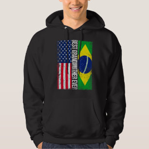 Sudadera Bandera estadounidense Bandera Brasil Mejor Abuela
