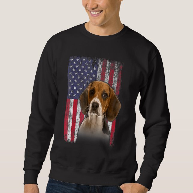 Sudadera Bandera Estadounidense Beagle 4 De Julio (Anverso)