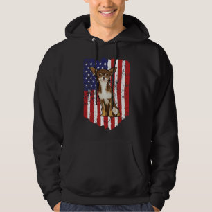 Sudadera Bandera Estadounidense Brown Chihuahua 4 De Julio