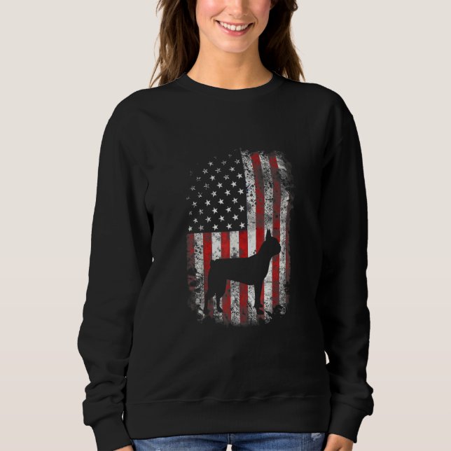 Sudadera Bandera Estadounidense De Boston 4 De Julio Perro  (Anverso)