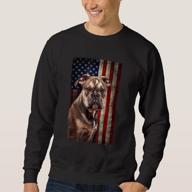 Sudadera Bandera Estadounidense De bulldog Perro Patriótico (Anverso)