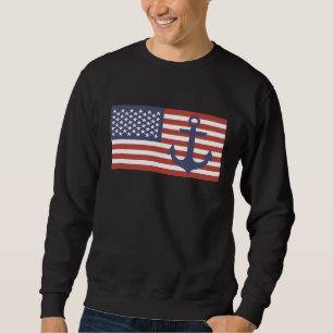 Sudadera Bandera estadounidense de EE. UU. Ancla azul náuti