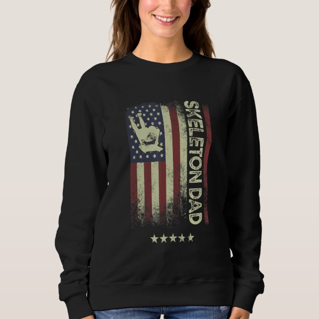 Sudadera Bandera estadounidense de EE. UU.  Esqueleto Papá  (Anverso)