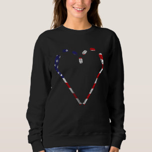 Sudadera Bandera Estadounidense De Hockey 4 De Julio Ee.Uu.