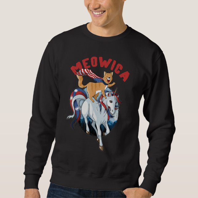 Sudadera Bandera Estadounidense De Meowica Unicornio 4 De J (Anverso)