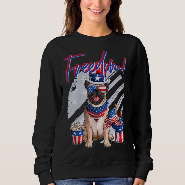Sudadera Bandera Estadounidense De Merica Pug Dog 4 De Juli (Anverso)